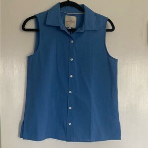 Blue Sleeveless Button-Up Casa Cabana Top